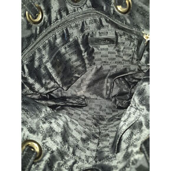 Michael Kors Black Leather Monogram Jet Set Grab Shoulder Tote Bag - Picture 9 of 10